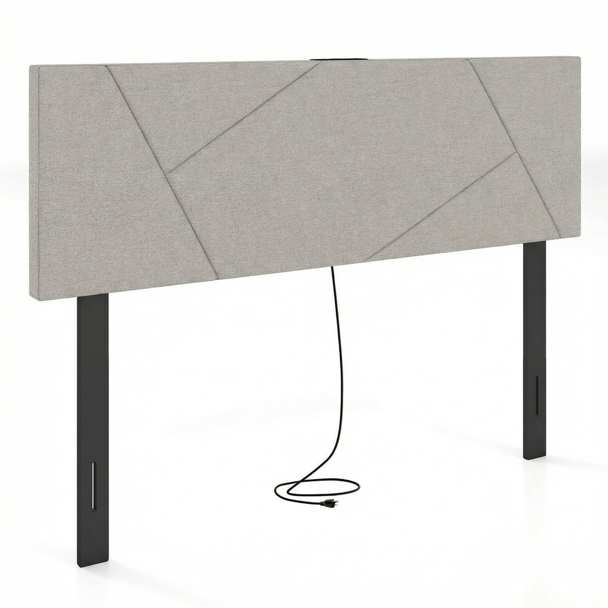 Adjustable Full/Queen Upholstered Headboard with Charging Station-Headboards-DECOROLALA