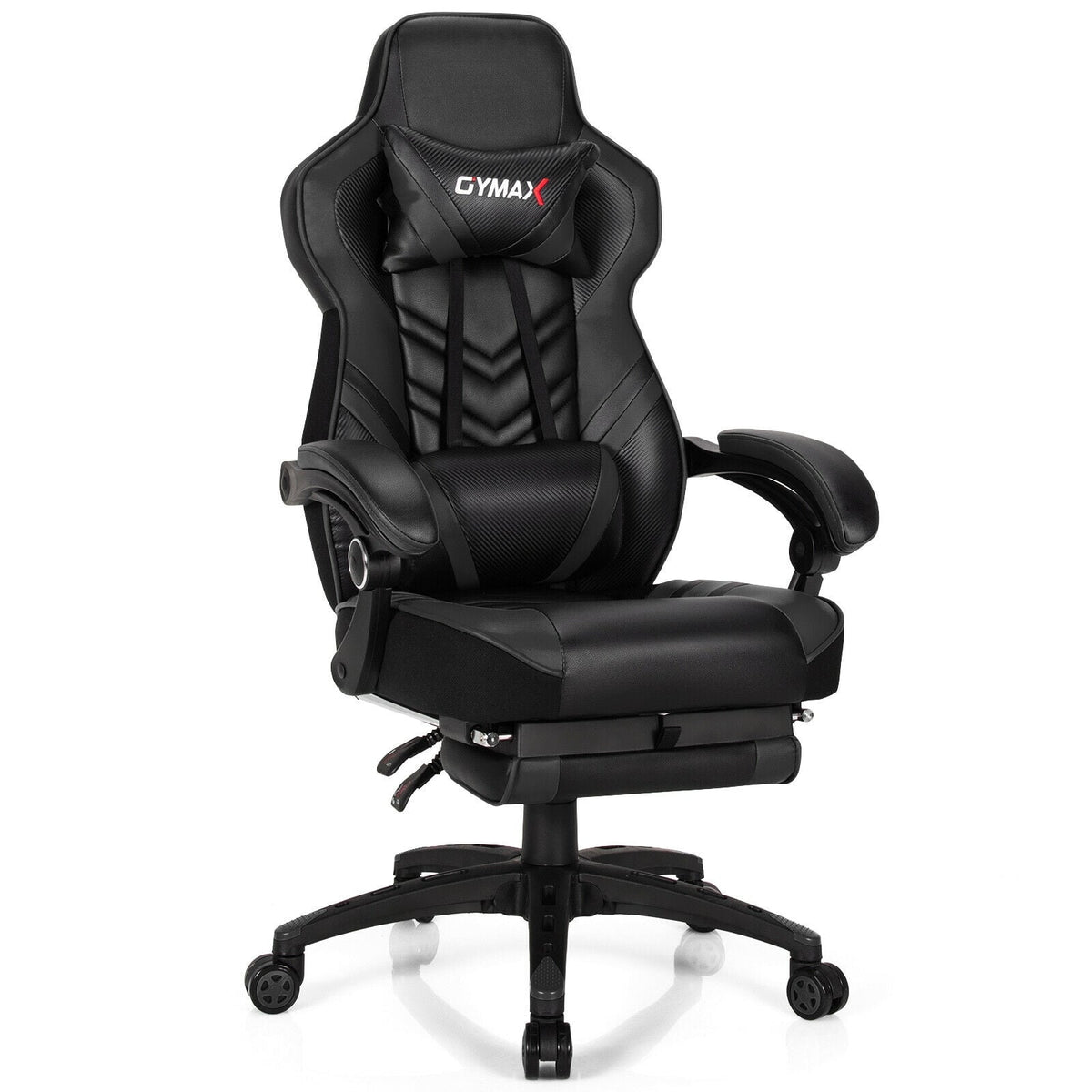 Adjustable Gaming Chair with Footrest for Home Office-Black-Gaming Chairs-DECOROLALA
