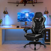 Adjustable Gaming Chair with Footrest for Home Office-Gray-Gaming Chairs-DECOROLALA