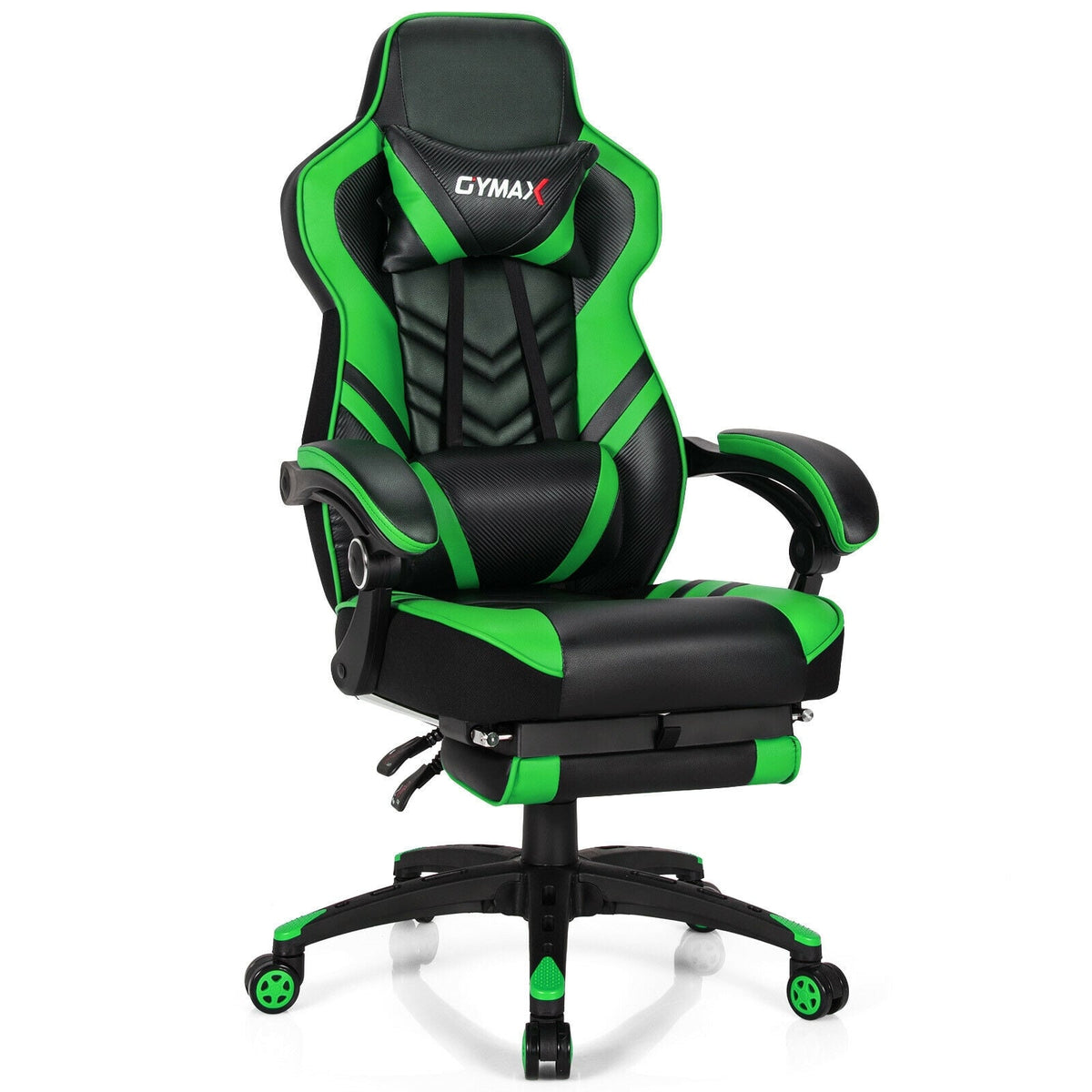 Adjustable Gaming Chair with Footrest for Home Office-Green-Gaming Chairs-DECOROLALA