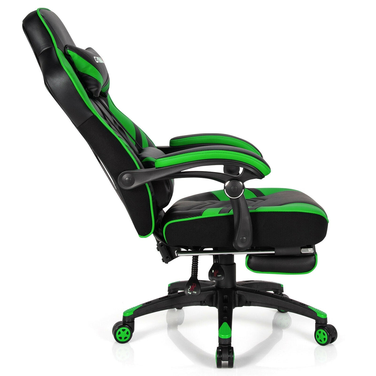 Adjustable Gaming Chair with Footrest for Home Office-Green-Gaming Chairs-DECOROLALA