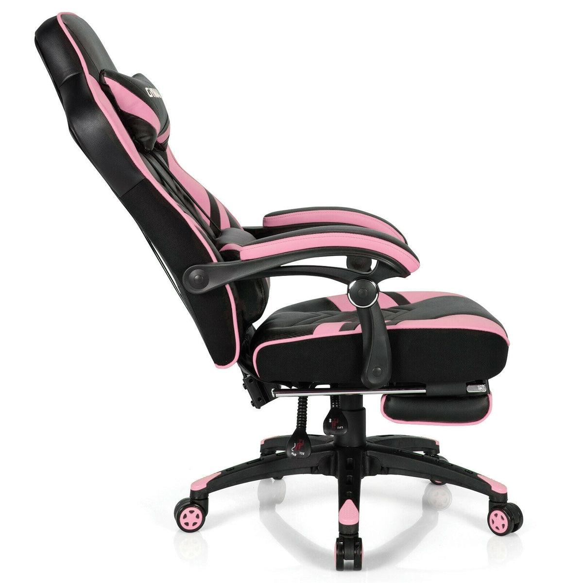 Adjustable Gaming Chair with Footrest for Home Office-Pink-Gaming Chairs-DECOROLALA