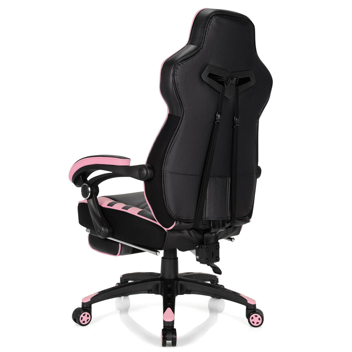Adjustable Gaming Chair with Footrest for Home Office-Pink-Gaming Chairs-DECOROLALA