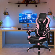 Adjustable Gaming Chair with Footrest for Home Office-Pink-Gaming Chairs-DECOROLALA