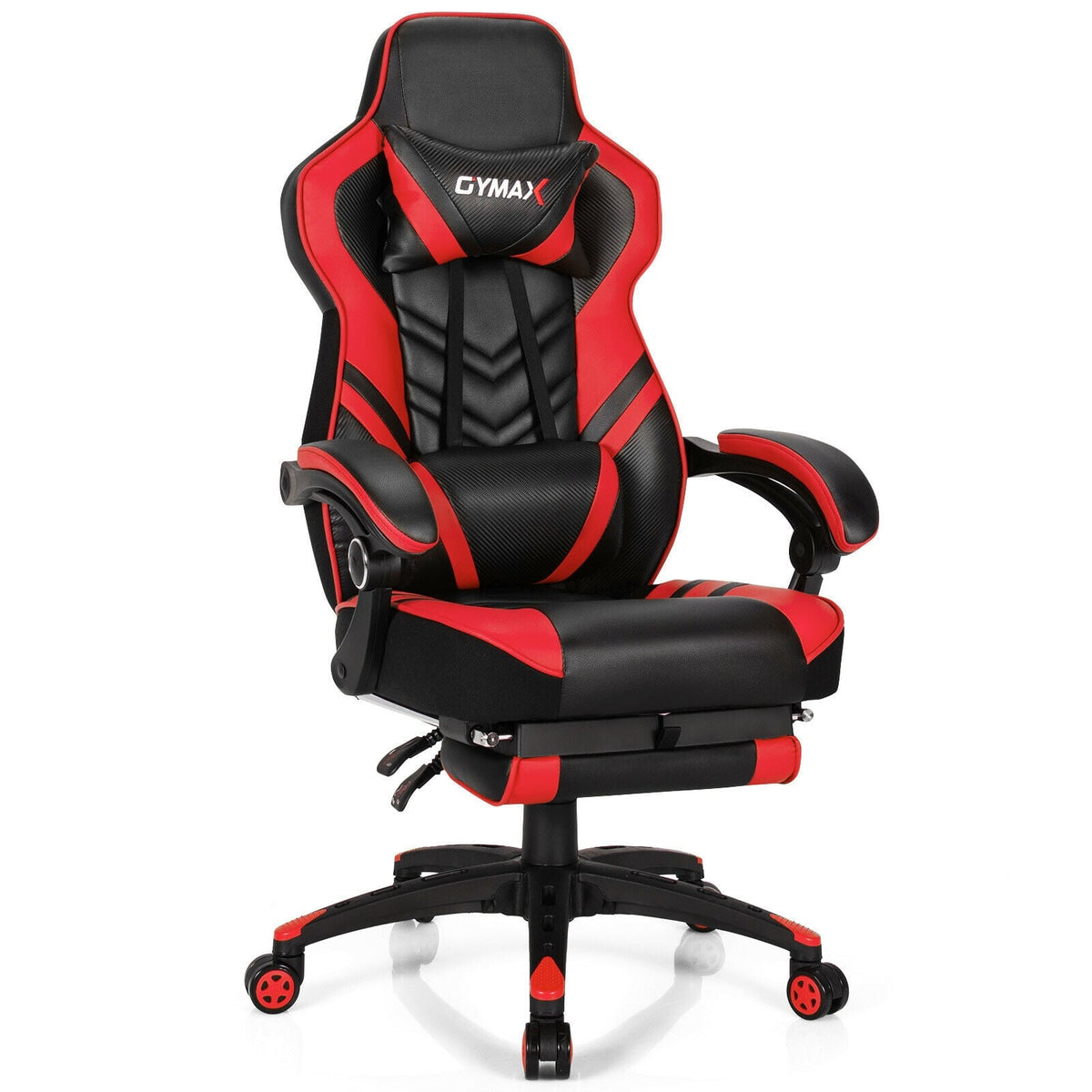 Adjustable Gaming Chair with Footrest for Home Office-Red-Gaming Chairs-DECOROLALA