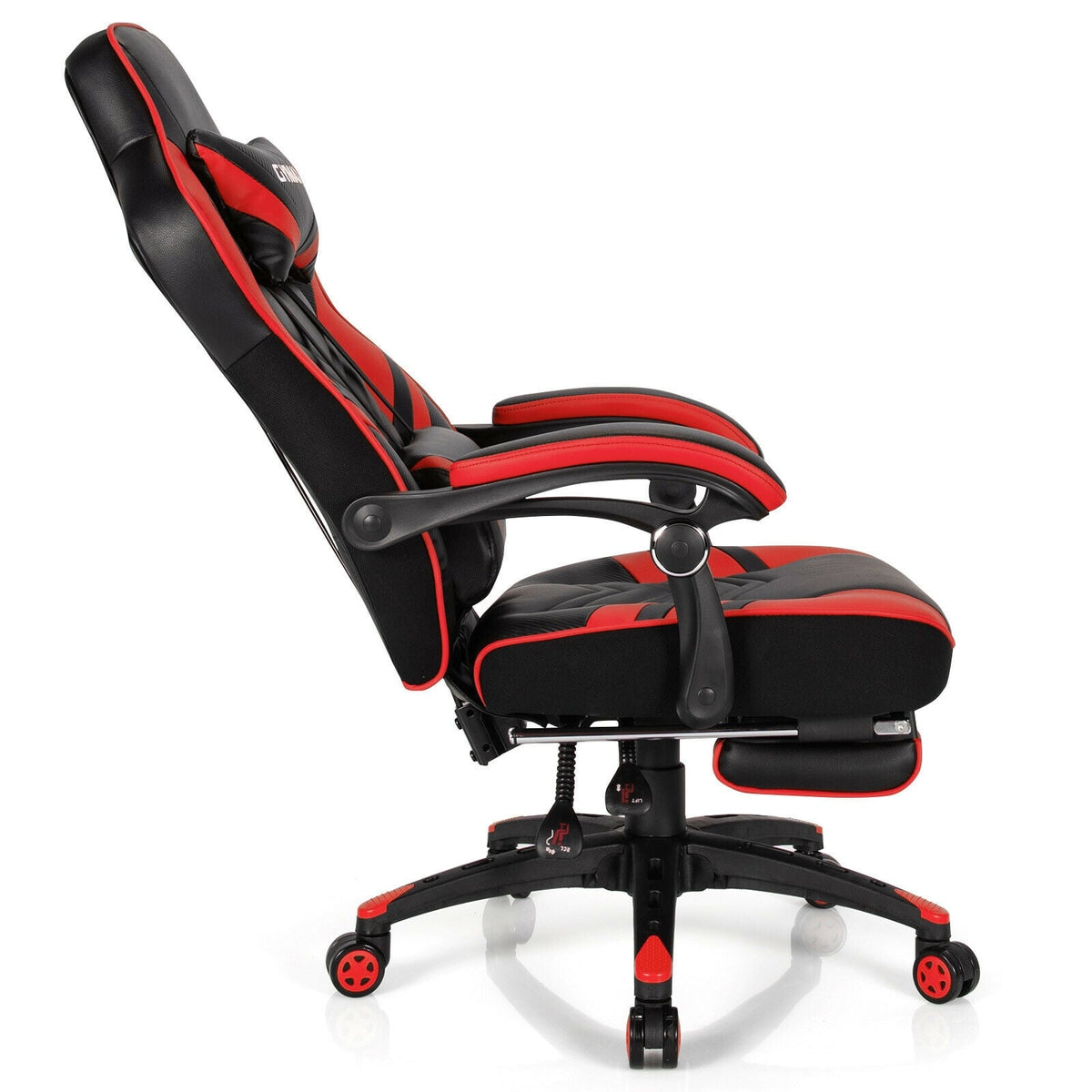Adjustable Gaming Chair with Footrest for Home Office-Red-Gaming Chairs-DECOROLALA