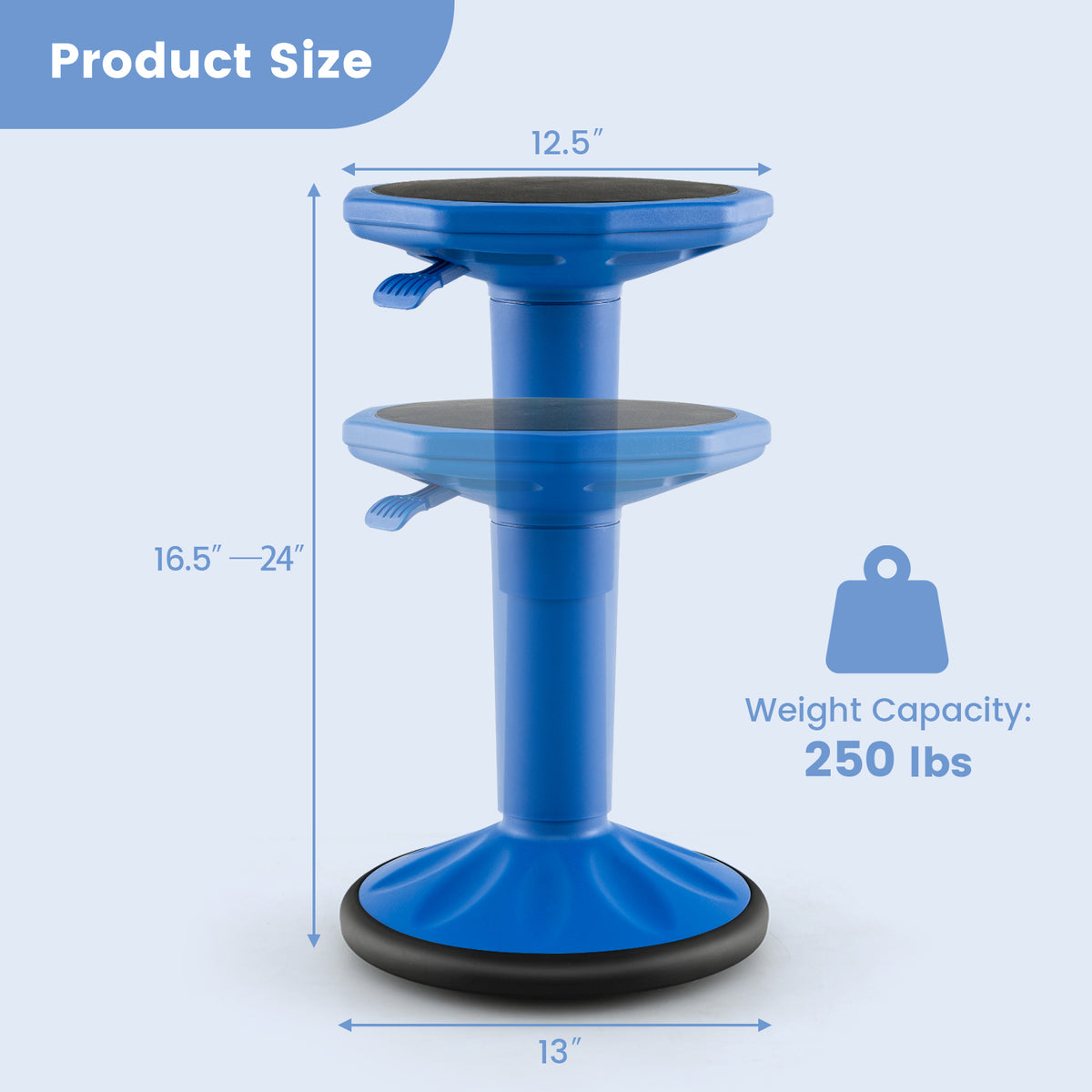 Adjustable-Height Wobble Chair Active Learning Stool for Office Stand Up Desk-Navy-Kneeling Chairs-DECOROLALA