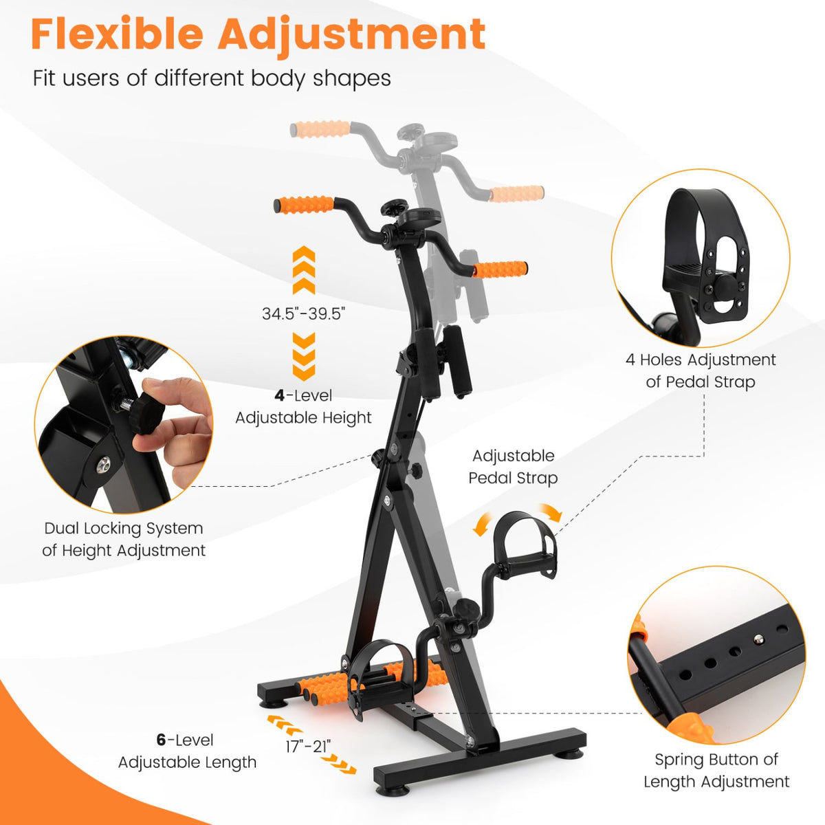 Adjustable LCD Pedal Exercise Bike with Massage-Yellow-Exercise Bikes-DECOROLALA