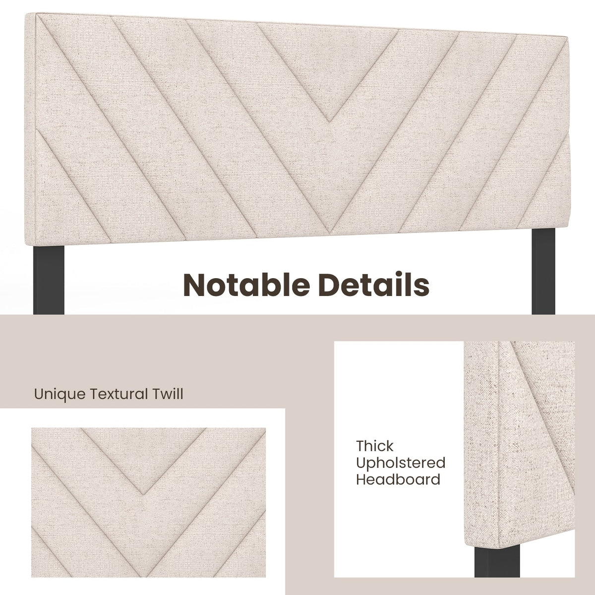 Adjustable Linen Upholstered Headboard - Gray Full/Queen Bed-Headboards-DECOROLALA