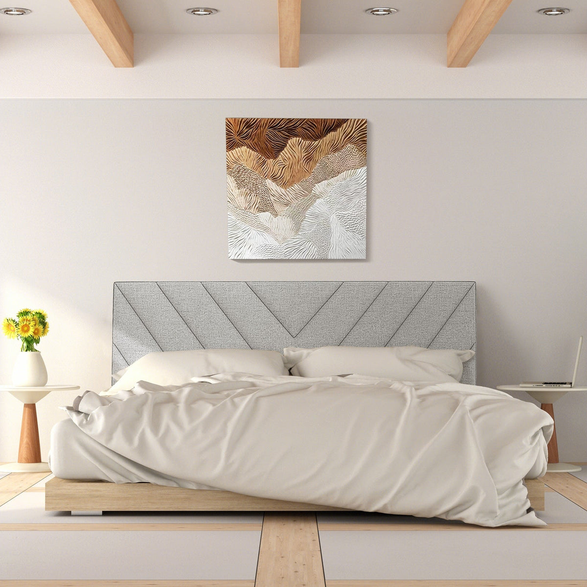 Adjustable Linen Upholstered Headboard - Gray Full/Queen Bed-Headboards-DECOROLALA