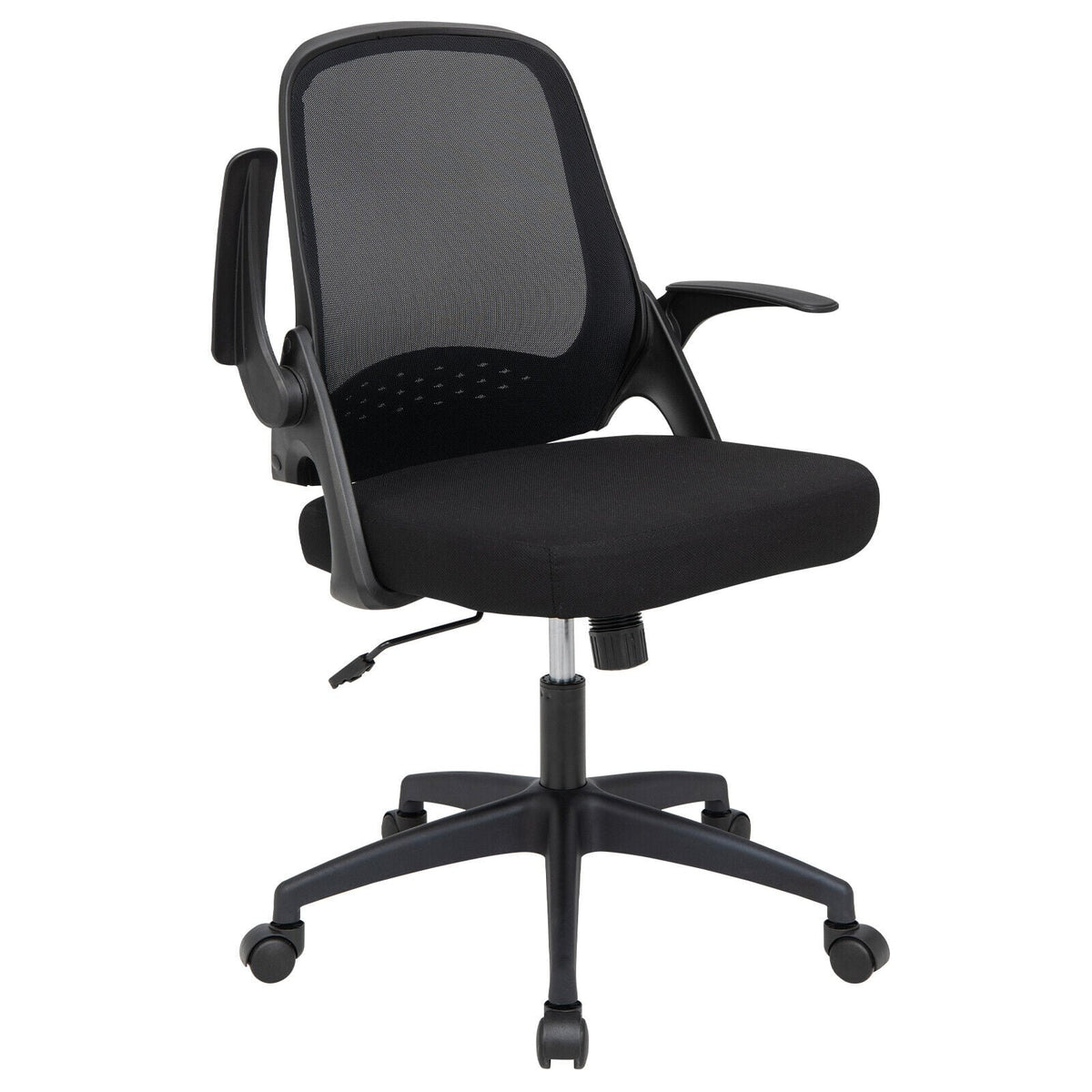 Adjustable Mesh Office Chair Rolling Computer Desk Chair with Flip-up Armrest-Black-Mesh Office Chairs-DECOROLALA