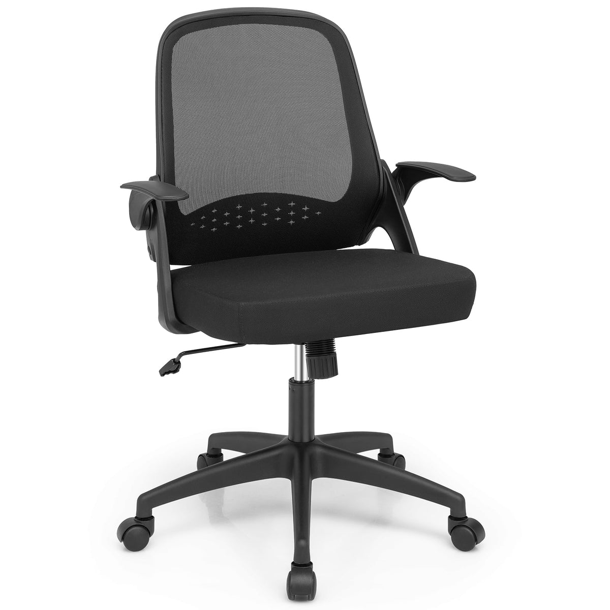 Adjustable Mesh Office Chair Rolling Computer Desk Chair with Flip-up Armrest-Black-Mesh Office Chairs-DECOROLALA
