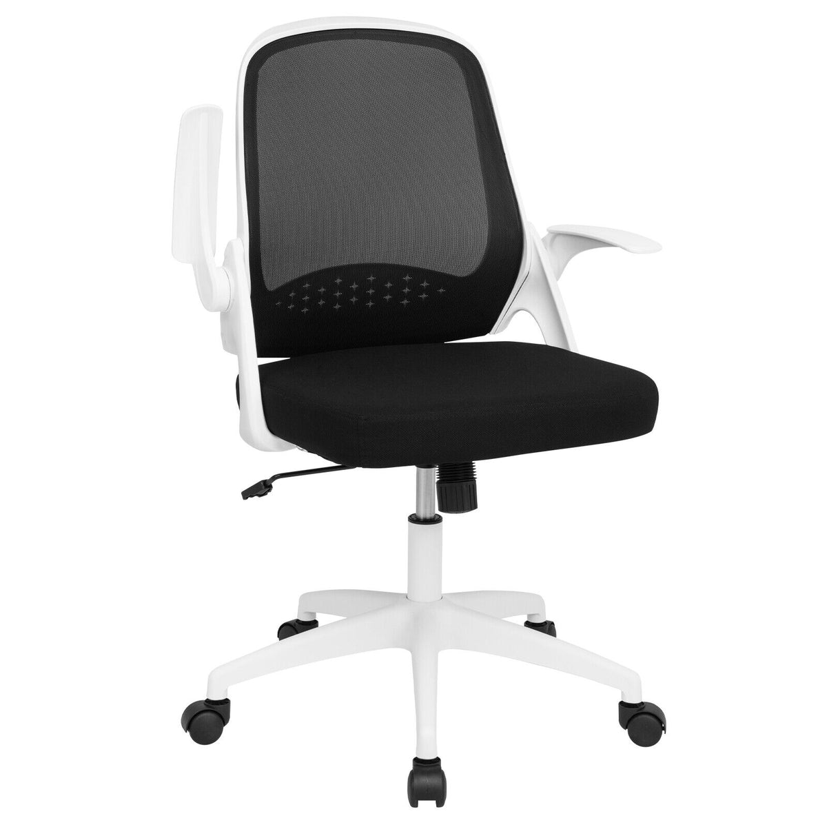 Adjustable Mesh Office Chair Rolling Computer Desk Chair with Flip-up Armrest-White-Mesh Office Chairs-DECOROLALA