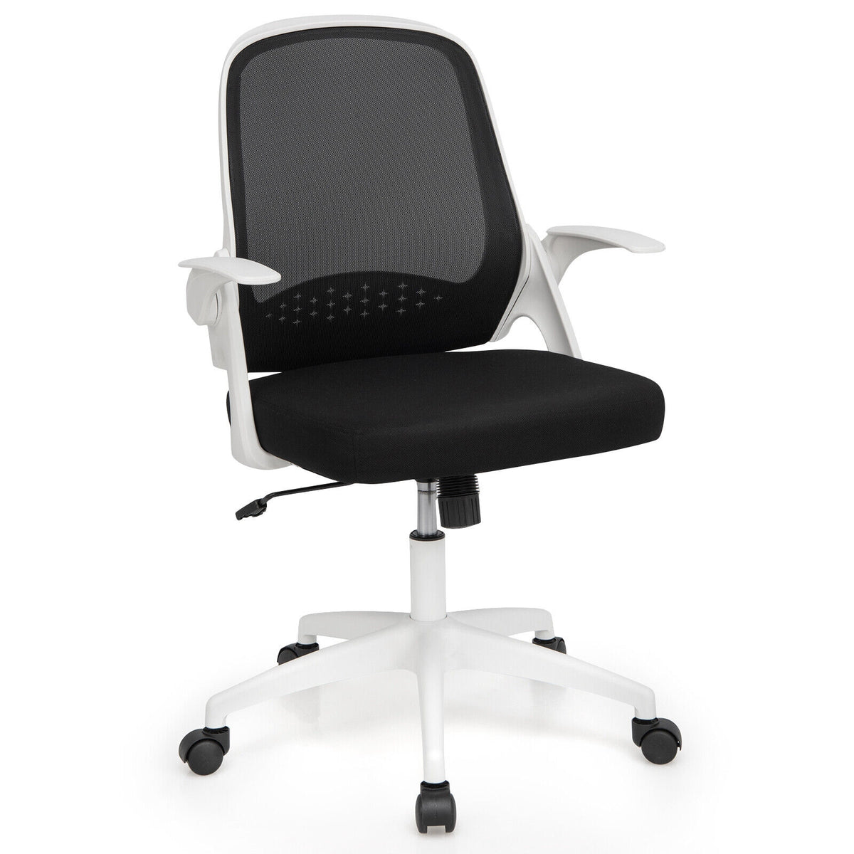 Adjustable Mesh Office Chair Rolling Computer Desk Chair with Flip-up Armrest-White-Mesh Office Chairs-DECOROLALA