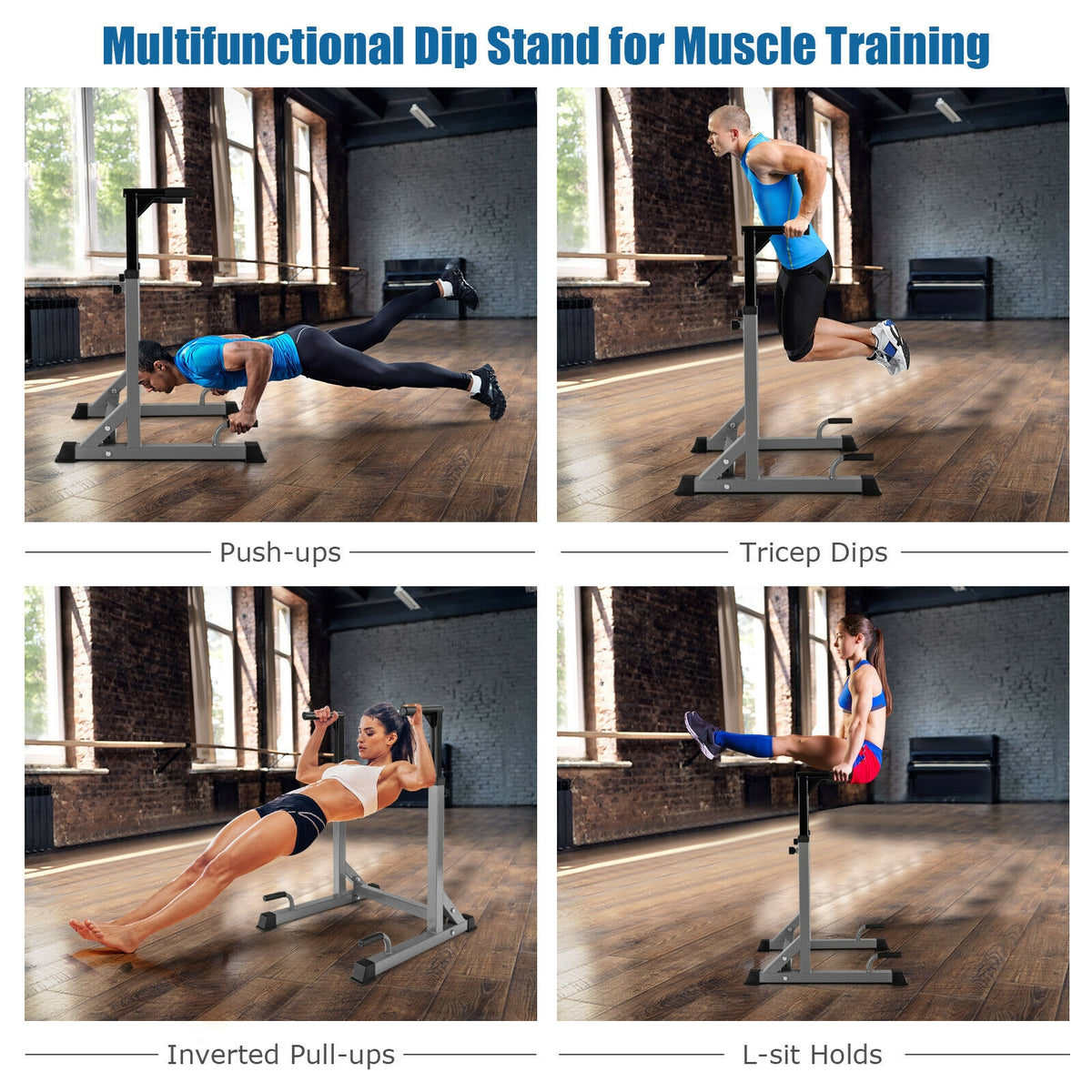 Adjustable Multi-function Dip-up Station for Power Training-Red-Silver-Weight Lifting Benches, Racks & Bars-DECOROLALA