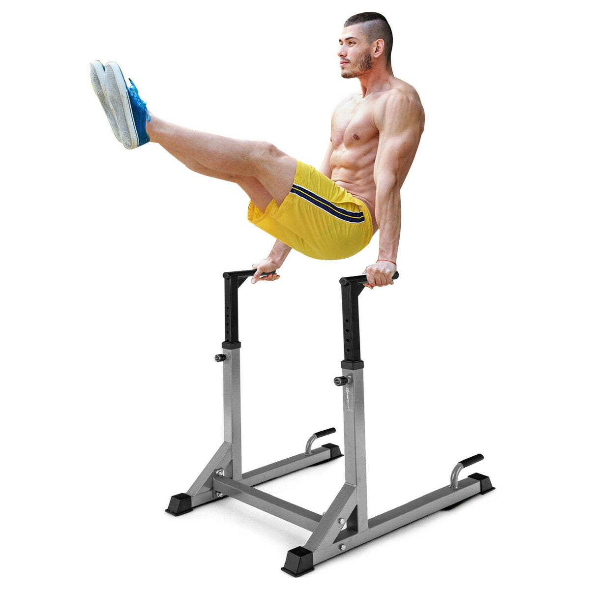 Adjustable Multi-function Dip-up Station for Power Training-Red-Silver-Weight Lifting Benches, Racks & Bars-DECOROLALA