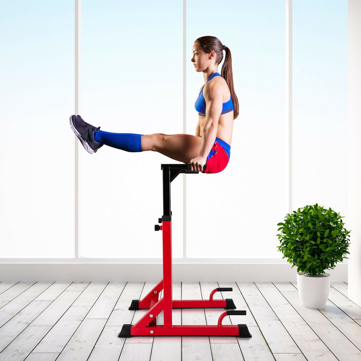 Adjustable Multi-function Dip-up Station for Power Training-Red-Weight Lifting Benches, Racks & Bars-DECOROLALA