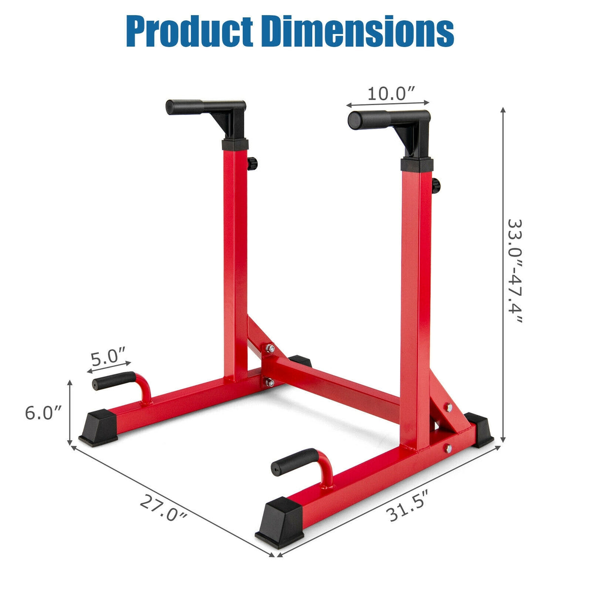 Adjustable Multi-function Dip-up Station for Power Training-Red-Weight Lifting Benches, Racks & Bars-DECOROLALA