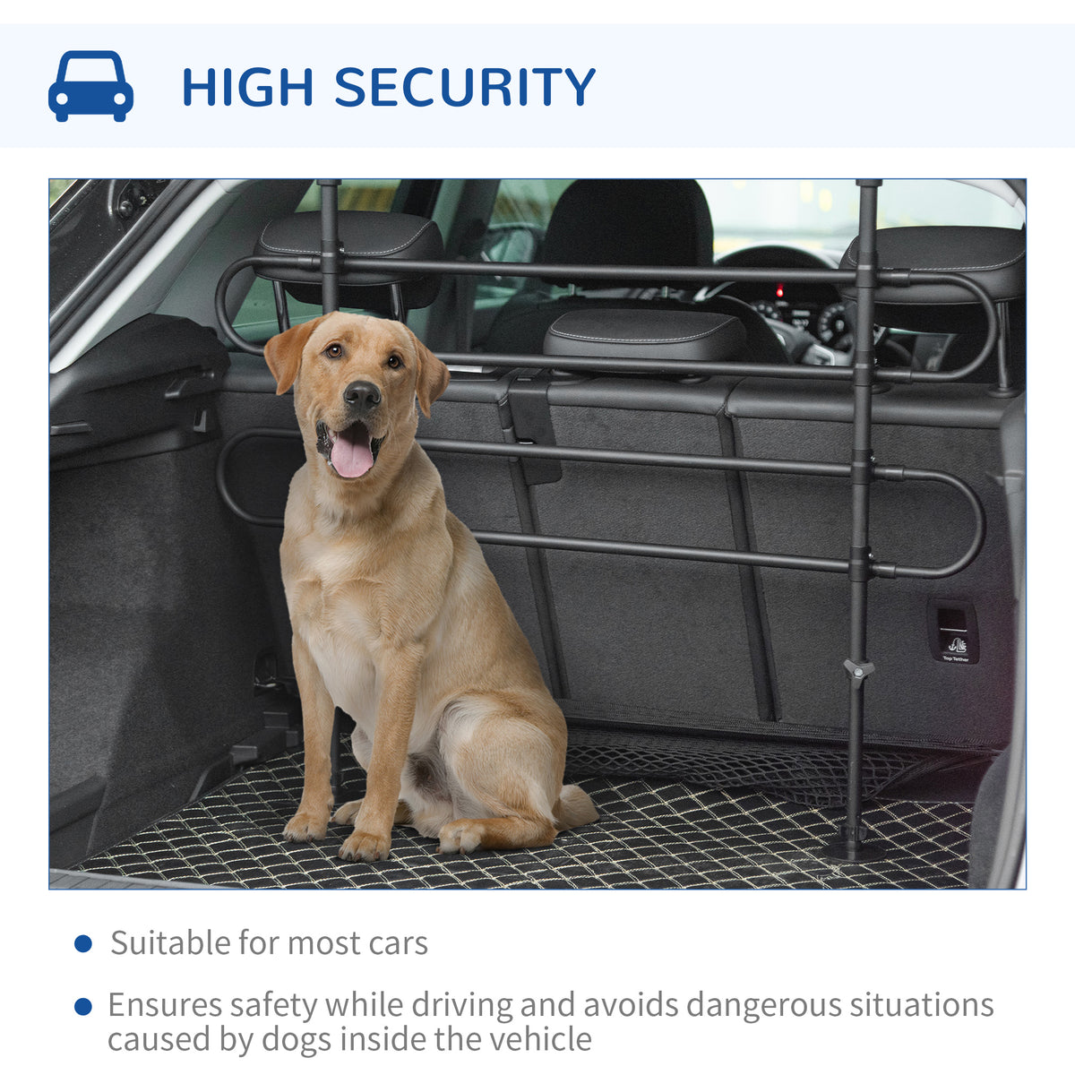 Adjustable Pet Car Barrier - Black Universal Dog Guard for SUVs-Dogs-DECOROLALA