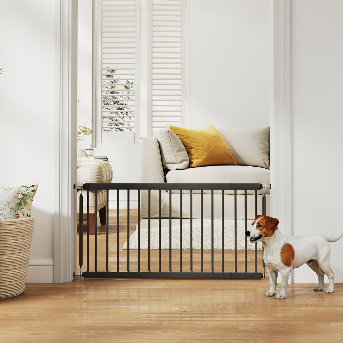 Adjustable Pressure Mount Dog Gate - Black 18" Tall 26"-37" Wide-Dogs-DECOROLALA