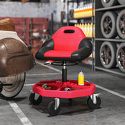 Adjustable Rolling Garage Mechanic Stool - Red 300 lbs-Home Improvement > Tools-DECOROLALA