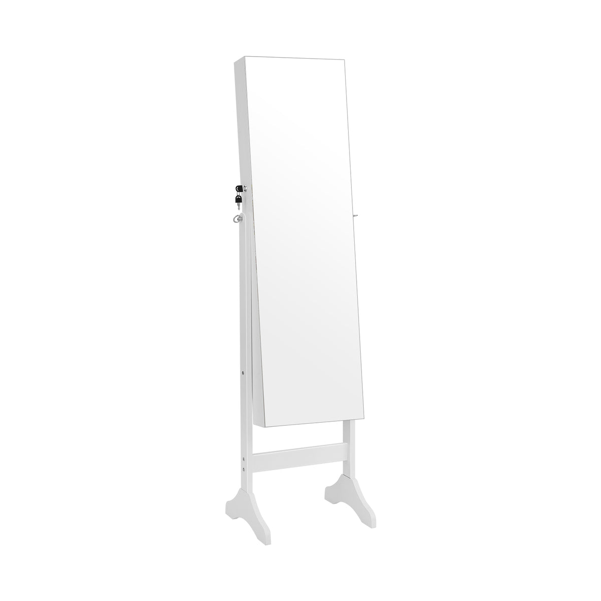 Adjustable Standing Jewelry Cabinet with Full Length Mirror-White-Jewelry Armoires-DECOROLALA