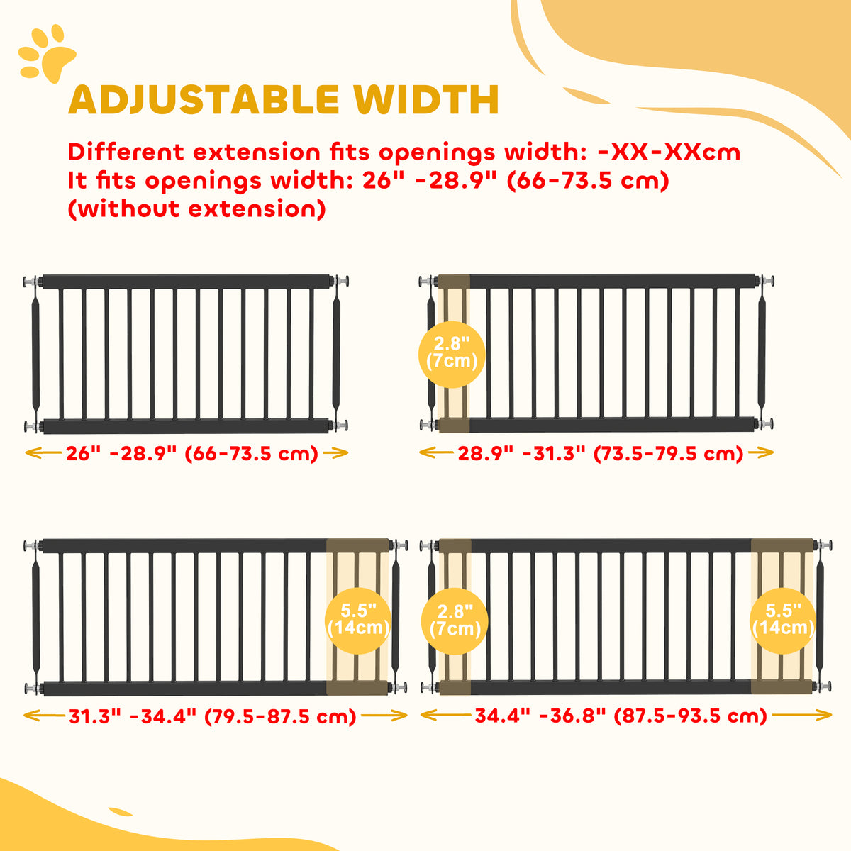 Adjustable Steel Pet Gate - 14" Tall Black Step-Over Dog Gate-Dogs-DECOROLALA