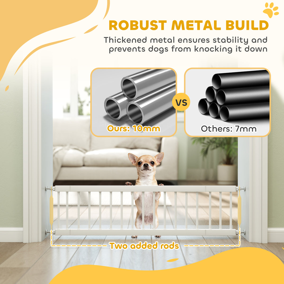 Adjustable Step-Over Pet Gate for Toy Dogs - 26"-37" W White-Dogs-DECOROLALA