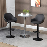 Adjustable Swivel Bar Stools - Set of 2 Black PU Leather-Bar Stools-DECOROLALA