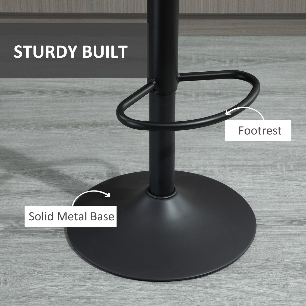 Adjustable Swivel Bar Stools - Set of 2 Grey Leathaire-Home Furnishings > Kitchen & Dining Furniture > Bar Stools-DECOROLALA