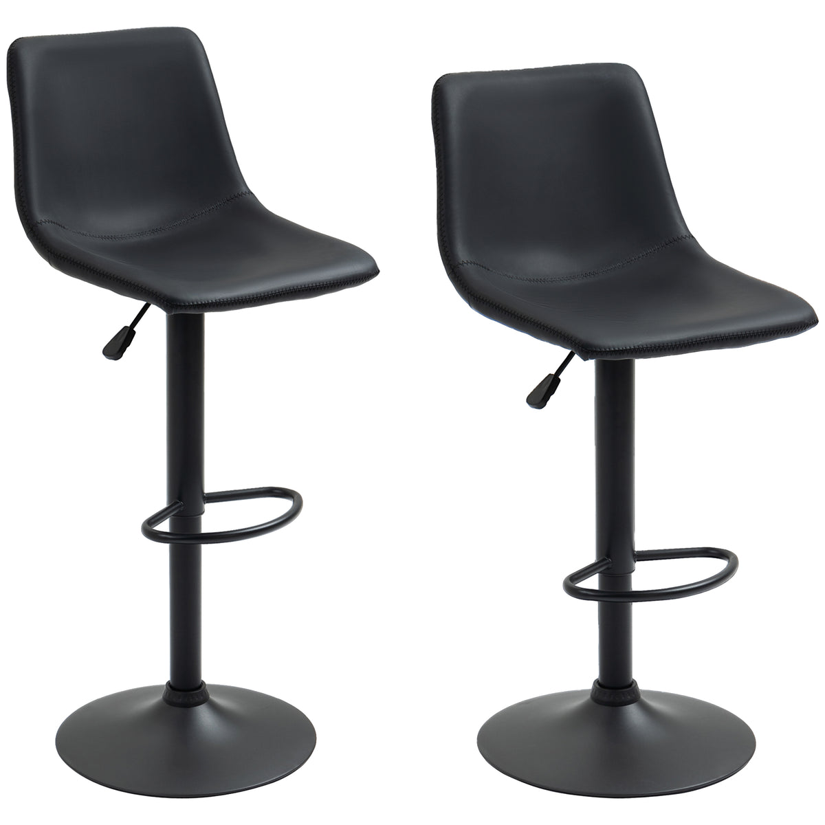 Adjustable Swivel Bar Stools Set of 2 - Retro Grey PU Leather-Home Furnishings > Kitchen & Dining Furniture > Bar Stools-DECOROLALA