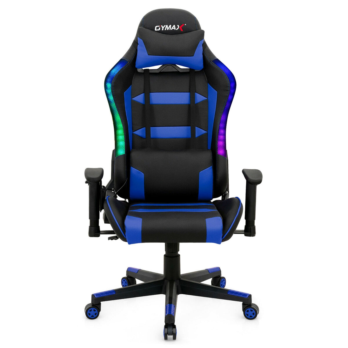 Adjustable Swivel Gaming Chair with LED Lights and Remote-Blue-Gaming Chairs-DECOROLALA