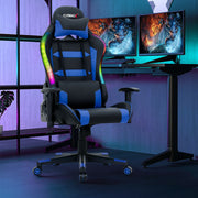 Adjustable Swivel Gaming Chair with LED Lights and Remote-Blue-Gaming Chairs-DECOROLALA