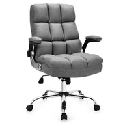 Adjustable Swivel Office Chair with High Back and Flip-up Arm for Home and Office-Gray-Office Leisure Chairs-DECOROLALA