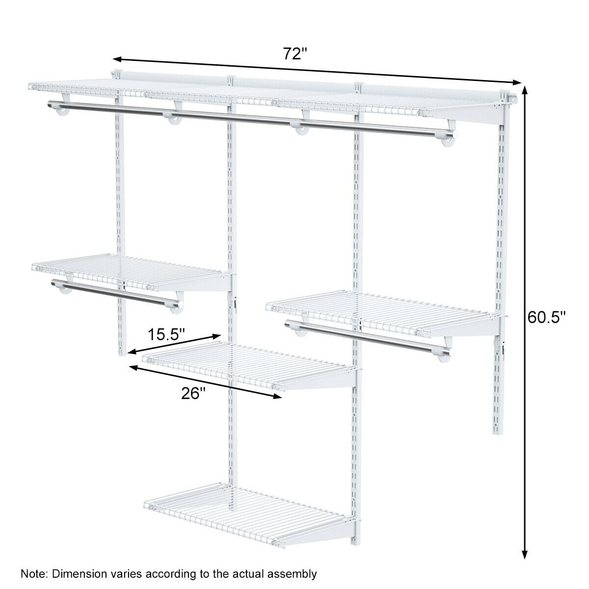 Adjustable Wall Mounted Closet Rack System with Shelf-Clothing & Closet Storage-DECOROLALA