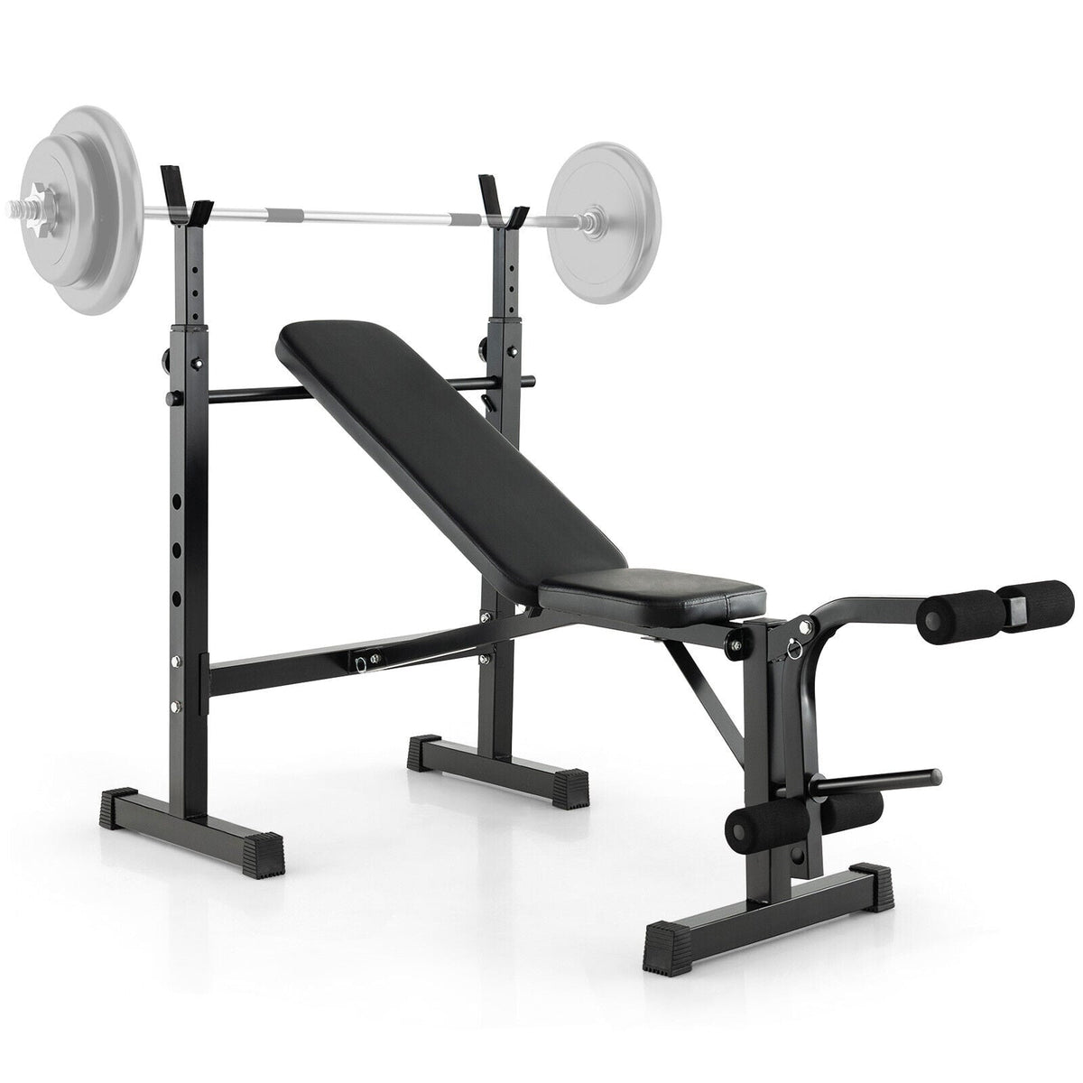 Adjustable Weight Bench and Barbell Rack Set with Weight Plate Post-Weight Lifting Benches, Racks & Bars-DECOROLALA