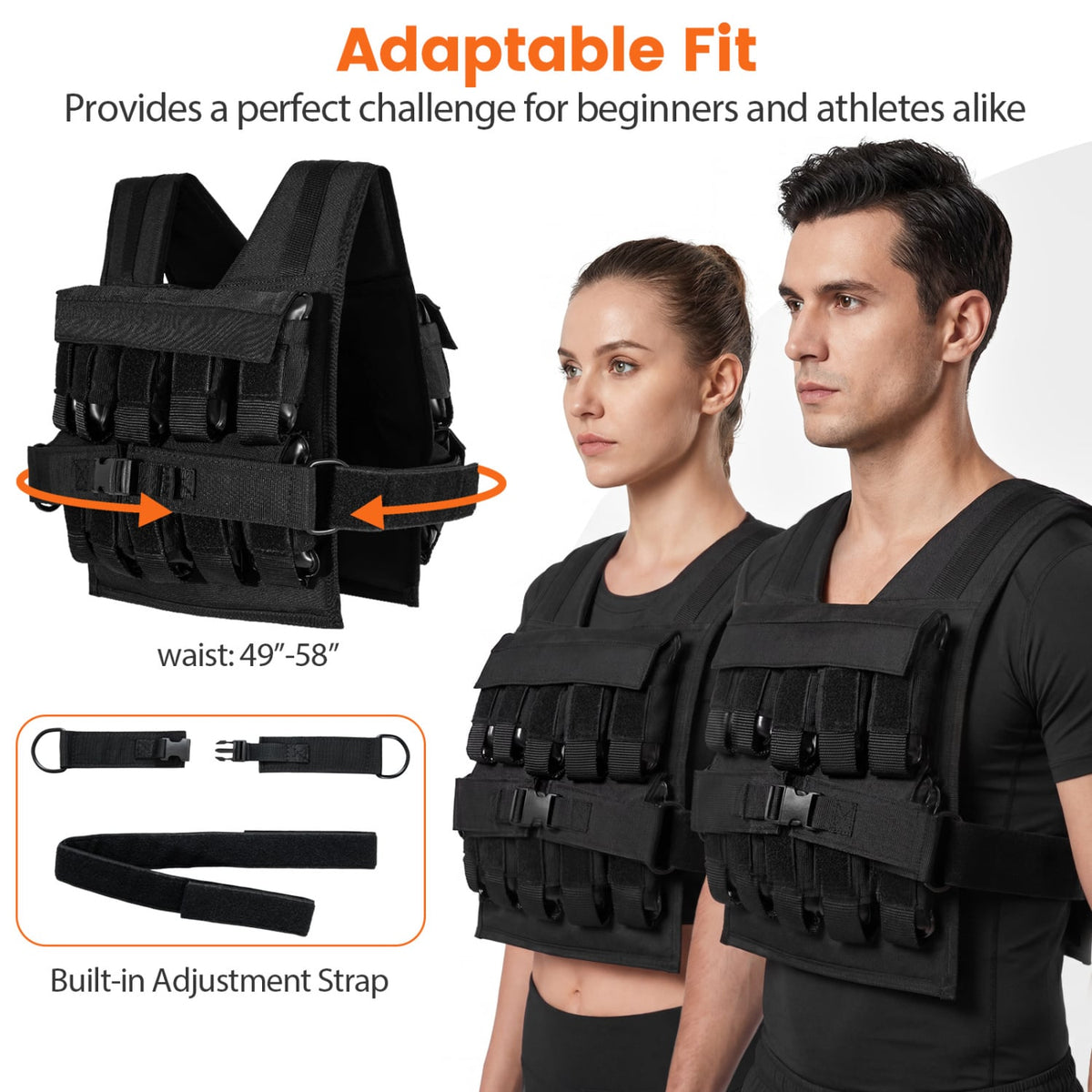 Adjustable Weighted Vest for Men and Women with Removable Iron Weights-44 lbs and L Size-Weight Lifting Accessories-DECOROLALA