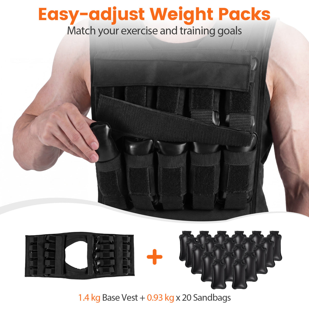 Adjustable Weighted Vest for Men and Women with Removable Iron Weights-44 lbs and L Size-Weight Lifting Accessories-DECOROLALA