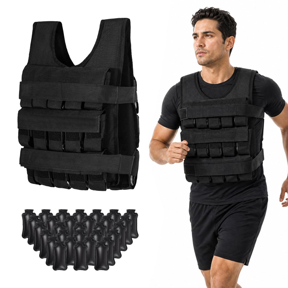 Adjustable Weighted Vest for Men and Women with Removable Iron Weights-44 lbs and S Size-Weight Lifting Accessories-DECOROLALA