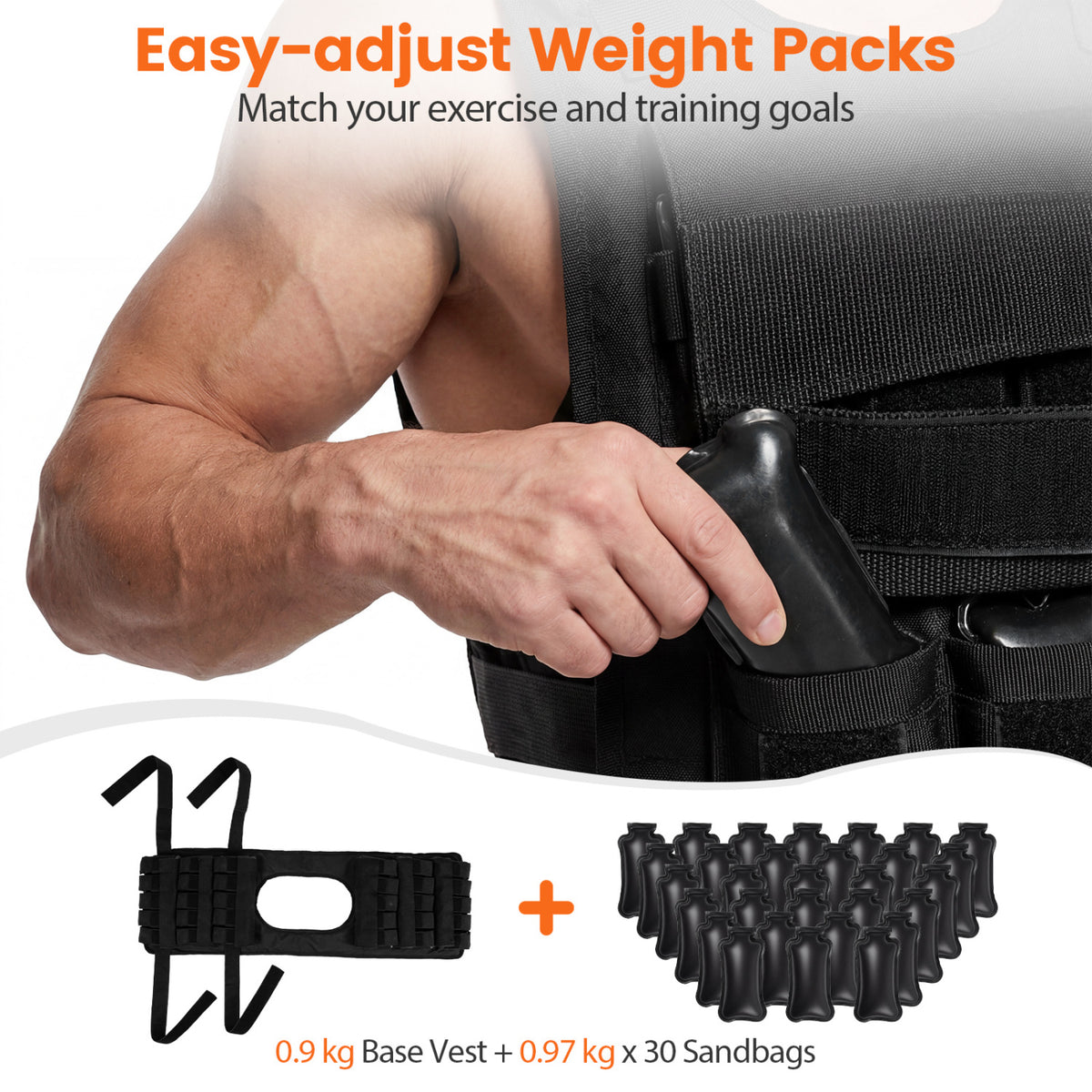 Adjustable Weighted Vest for Men and Women with Removable Iron Weights-66 lbs and M Size-Weight Lifting Accessories-DECOROLALA