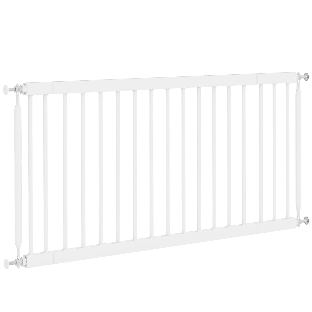 Adjustable White Steel Pet Gate 26"-37" W x 18" H - Step Over-Dog Supplies-DECOROLALA