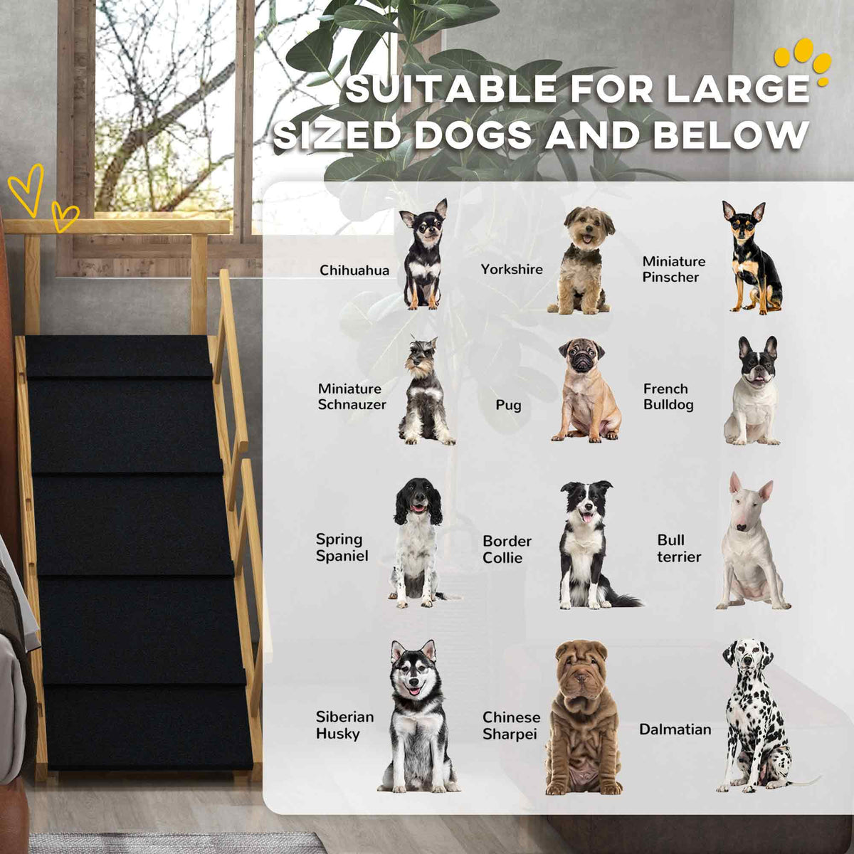 Adjustable Wooden Dog Stairs - Foldable 4-Height Pet Ramp-Dogs-DECOROLALA