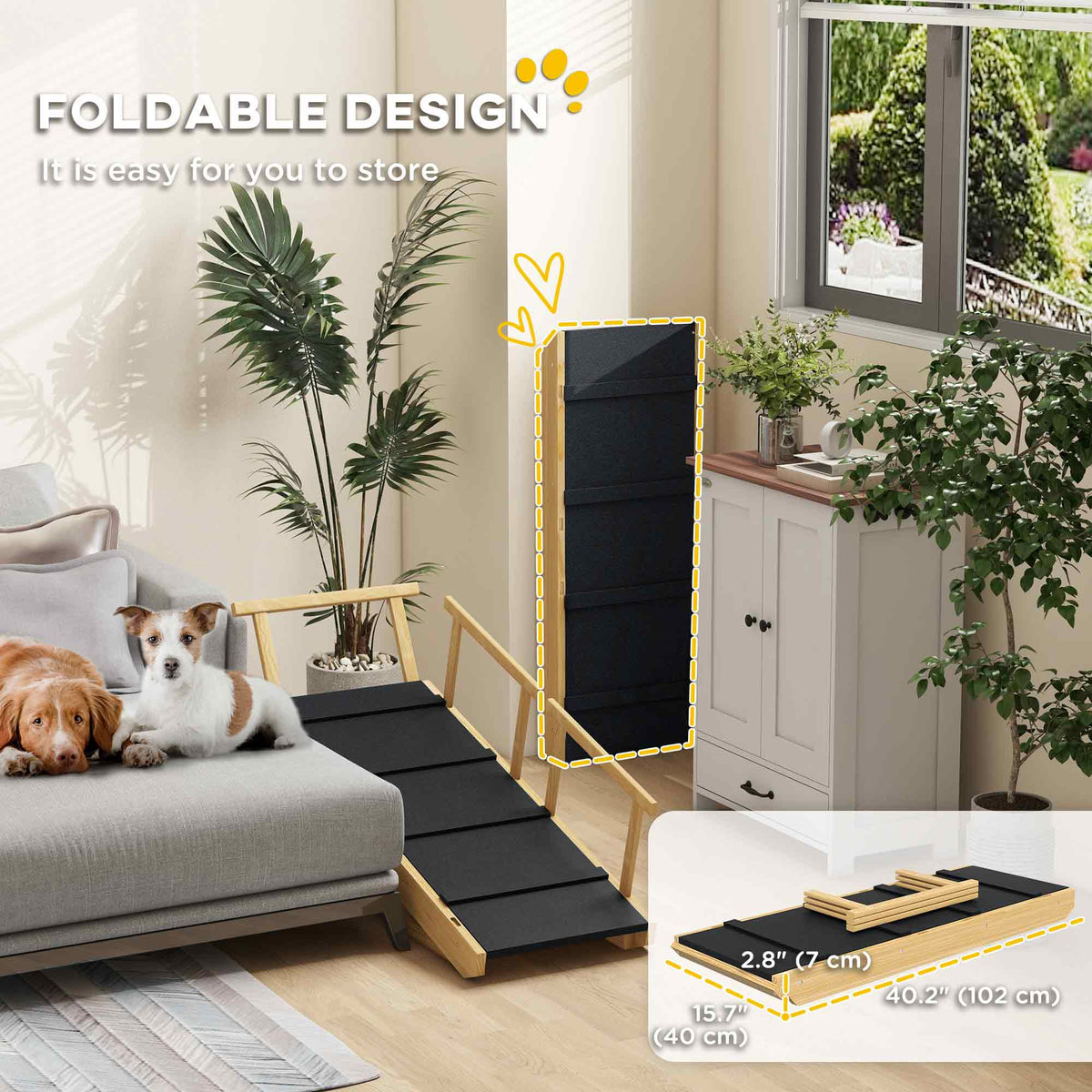 Adjustable Wooden Dog Stairs - Foldable 4-Height Pet Ramp-Dogs-DECOROLALA