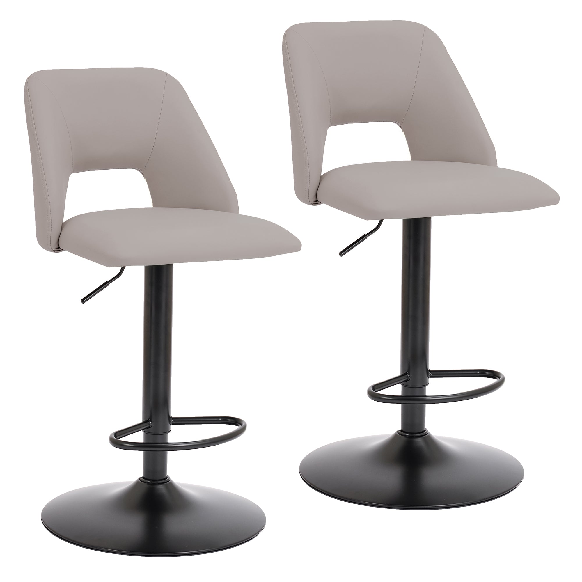 Adler Air Lift Stool - Beige Faux Leather Matte Black Base-DECOROLALA