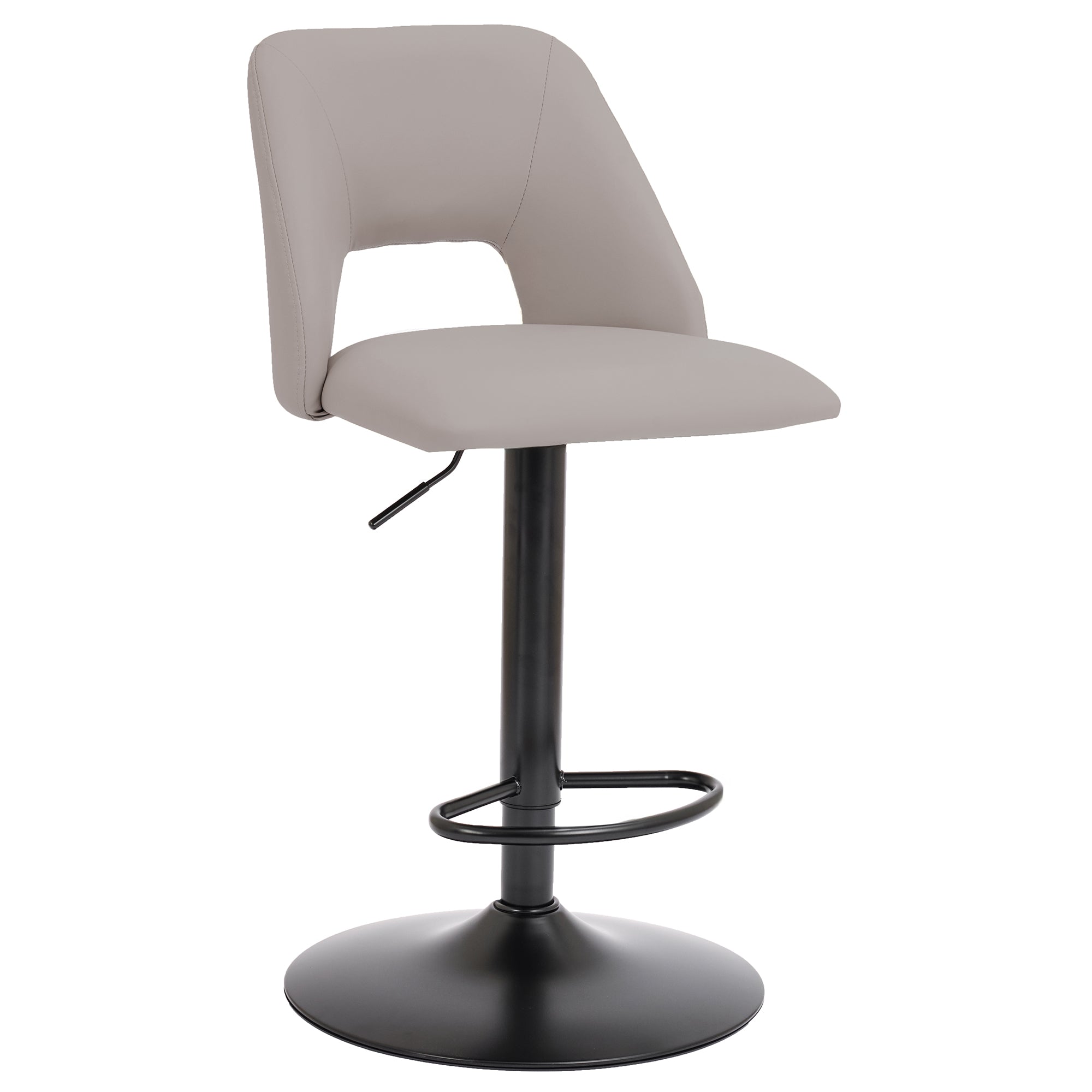 Adler Air Lift Stool - Beige Faux Leather Matte Black Base-DECOROLALA