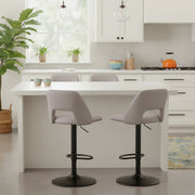 Adler Air Lift Stool - Beige Faux Leather Matte Black Base-DECOROLALA