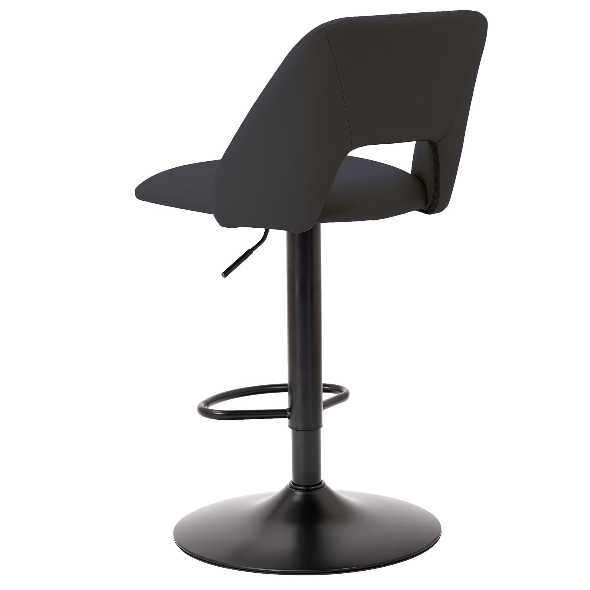Adler Air Lift Stool - Black Faux Leather Adjustable Height-DECOROLALA