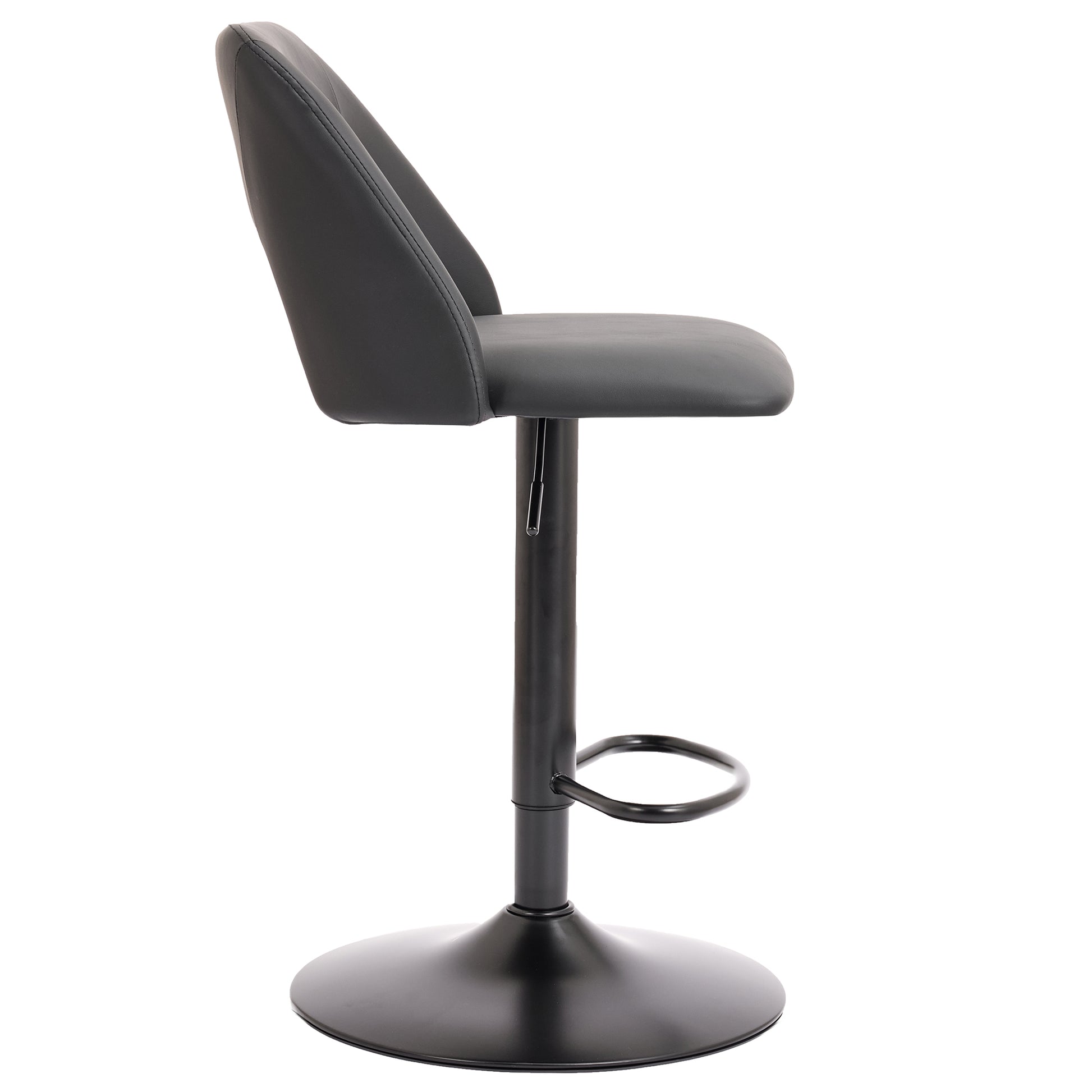Adler Air Lift Stool - Black Faux Leather Adjustable Height-DECOROLALA