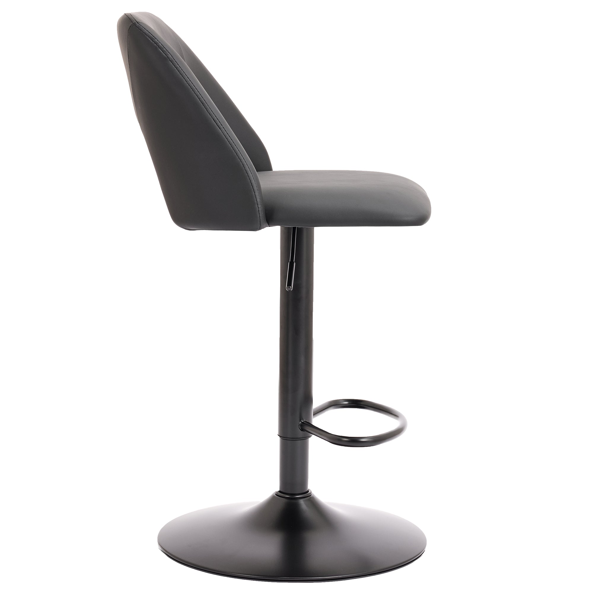 Adler Air Lift Stool - Black Faux Leather Adjustable Height-DECOROLALA
