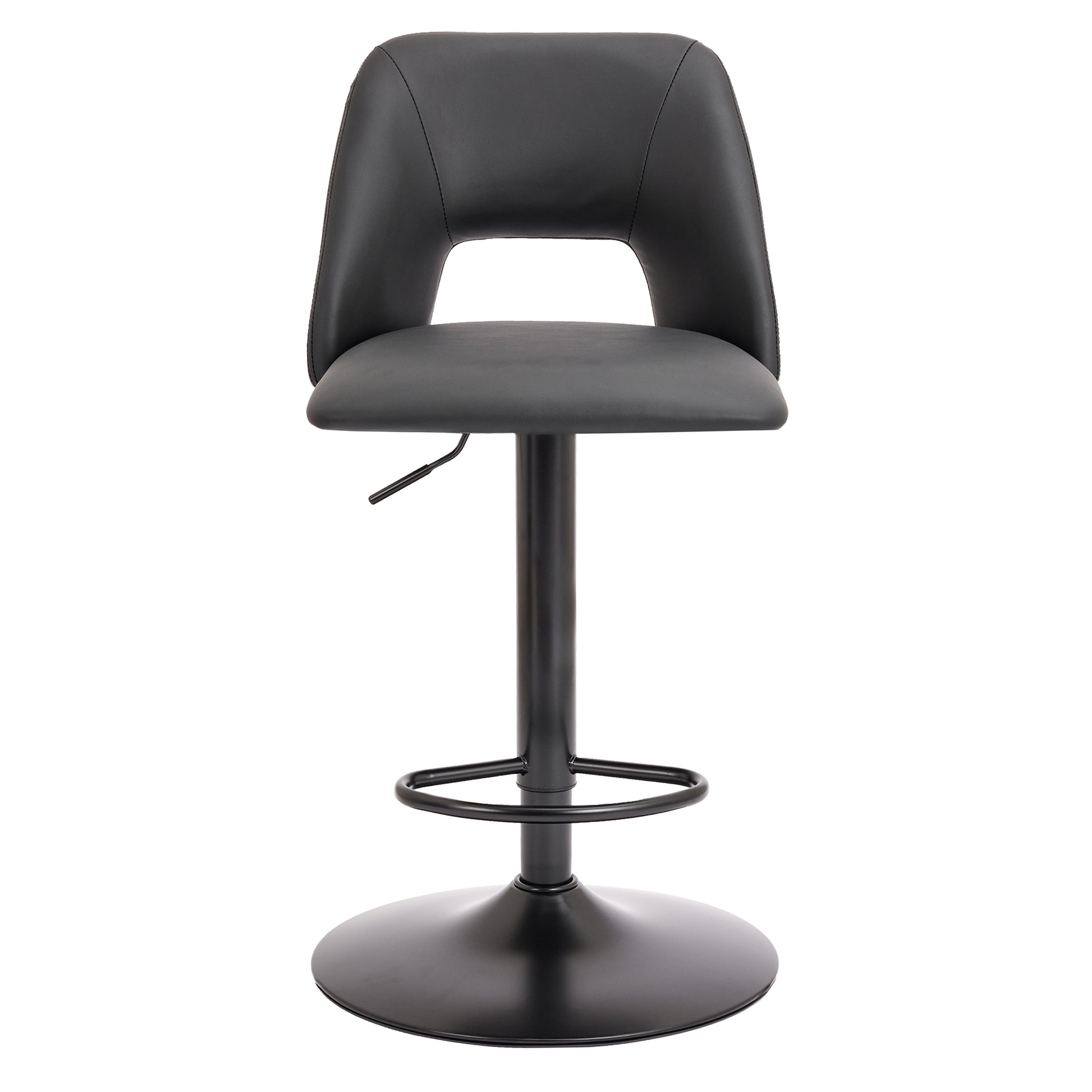 Adler Air Lift Stool - Black Faux Leather Adjustable Height-DECOROLALA